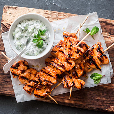 Lebanese Grilled Chicken Kabobs with Spiced Yogurt Sauce