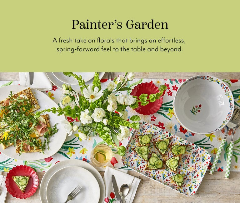 Painter's Garden. A fresh take on florals that brings an effortless, spring-forward feel to the table and beyond.