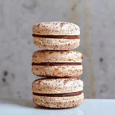Pecan Pie Macarons stacked