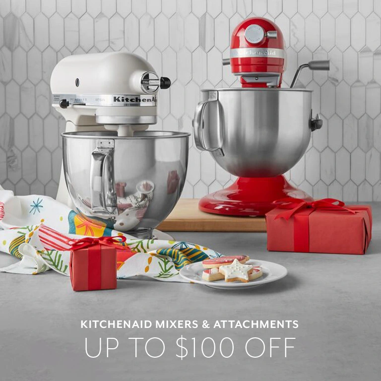 KitchenAid Mixers & Attachments up to $100 off.