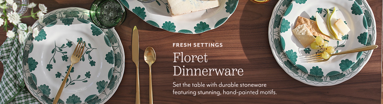 Fresh settings Floret Dinnerware. Set the table with durable stoneware featuring stunning, hand-painted motifs.