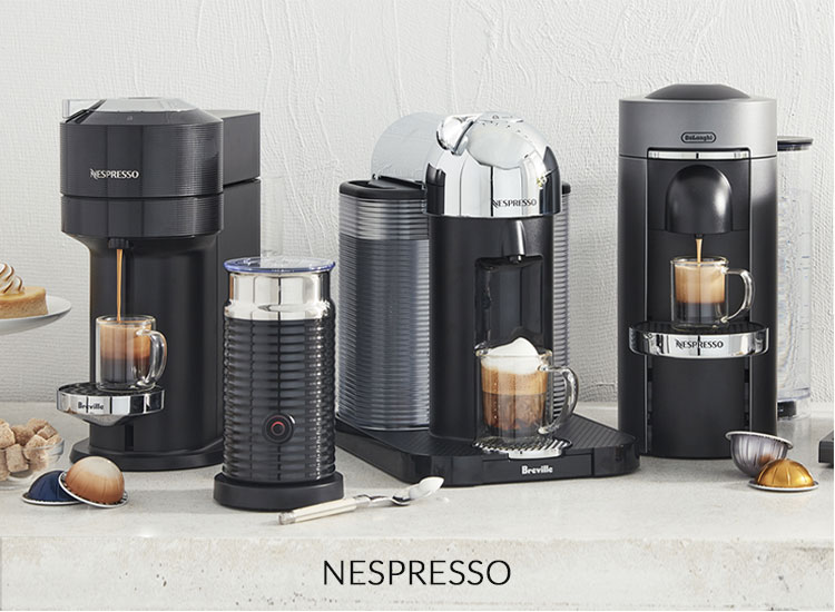 Nespresso coffee and espresso machines brewing espresso