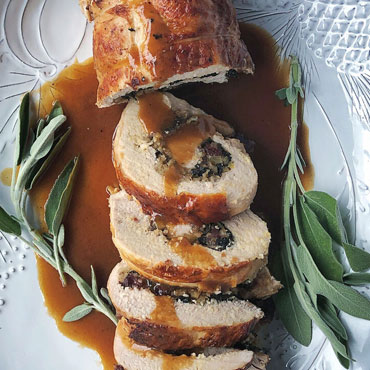 Chestnut Stuffed Turkey Breast with Herb Gravy