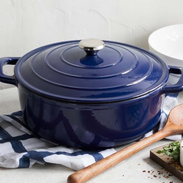 Sur La Table cast iron cookware in blue color