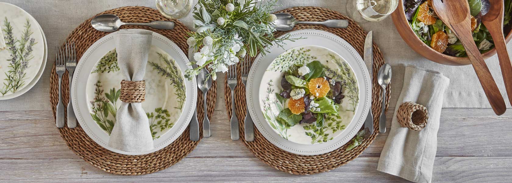 Potager dinnerware with herb motif