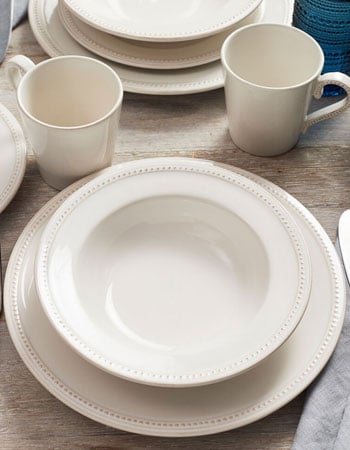 Pearl off white dinnerware place setting