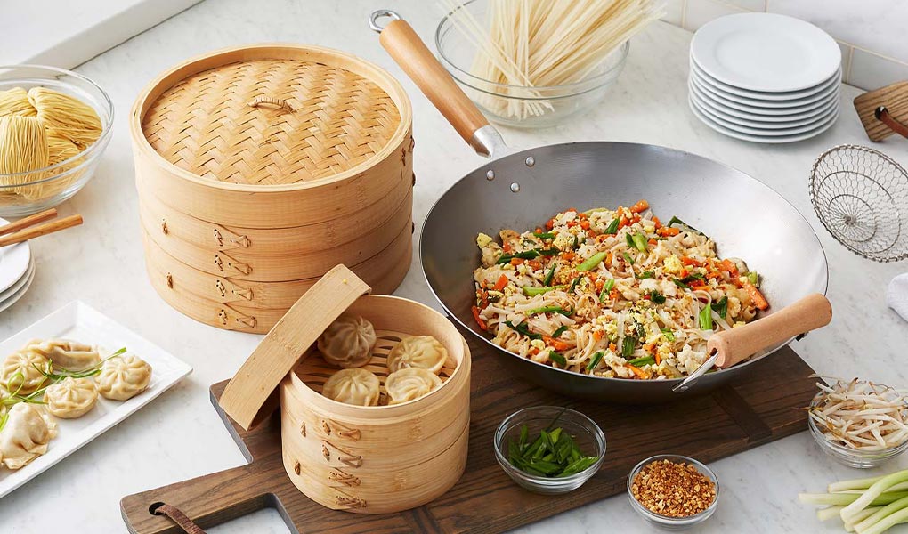 Sur La Table wok and bamboo steamer