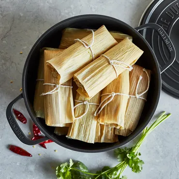 Tamales in Greenpan dutch oven