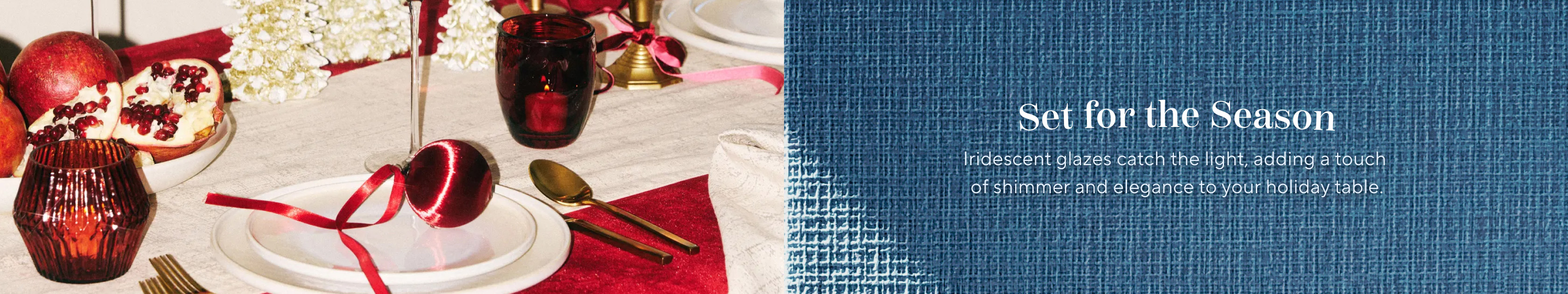 Set for the season. Iridescent glazes catch the light, adding a touch of shimmer and elegance to your holiday table.