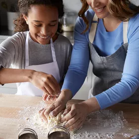 mom and child making pastries