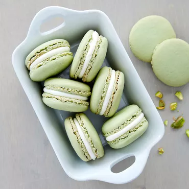 Pistachio Macarons with Pistachio Crème Filling