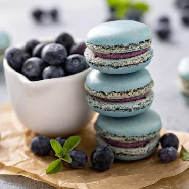 Blueberry Cheesecake Macarons stacked