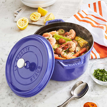 Staub Tall Cocotte, 5 qt. in Blueberry color