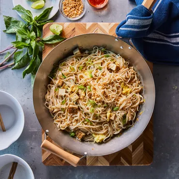 Chicken Pad Thai with Roasted Peanuts and Bean Sprouts