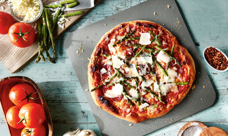 Pizza cooked on Sur La Table baking steel