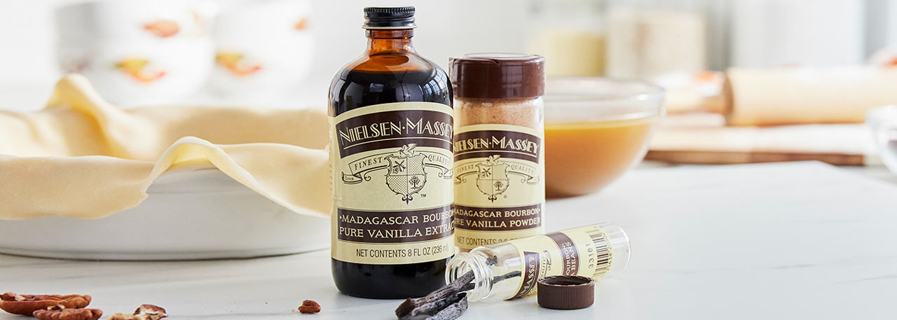 Nielsen-Massey vanilla extract, vanilla beans and vanilla powder