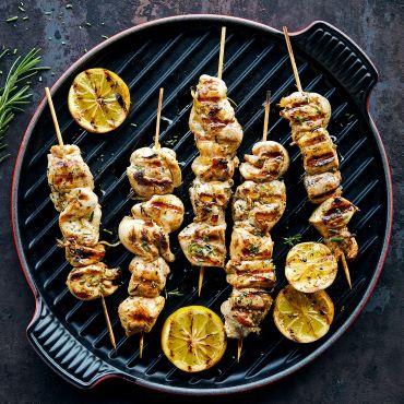 Lemon Chicken Souvlaki on skewers