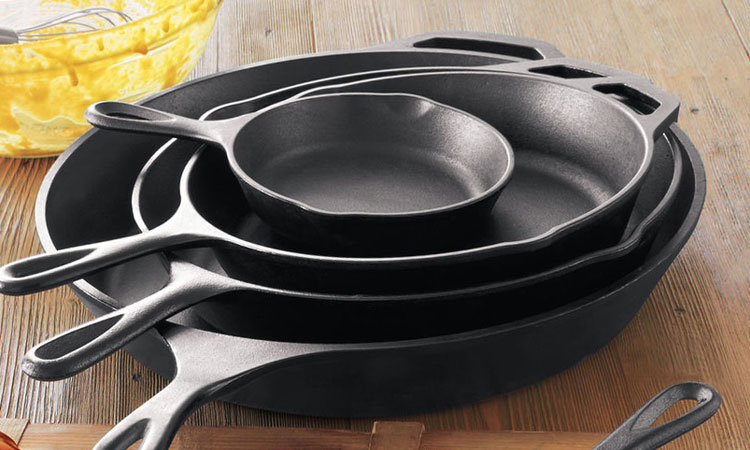 Lodge cast iron skillets in various sizes