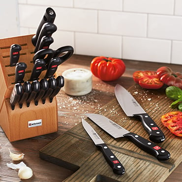 Wusthof knives and shears in knife block