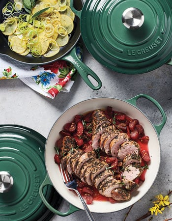 Le Creuset cookware in artichoke color