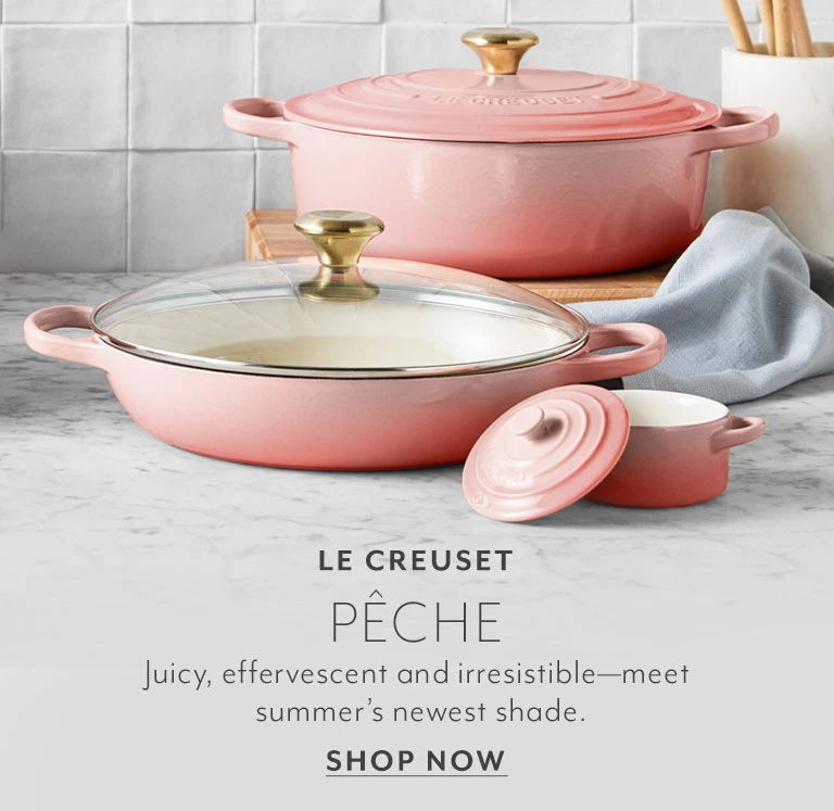 Le Creuset Peche. Juicy, effervescent and irresistible - meet summer's newest shade. Shop Now.