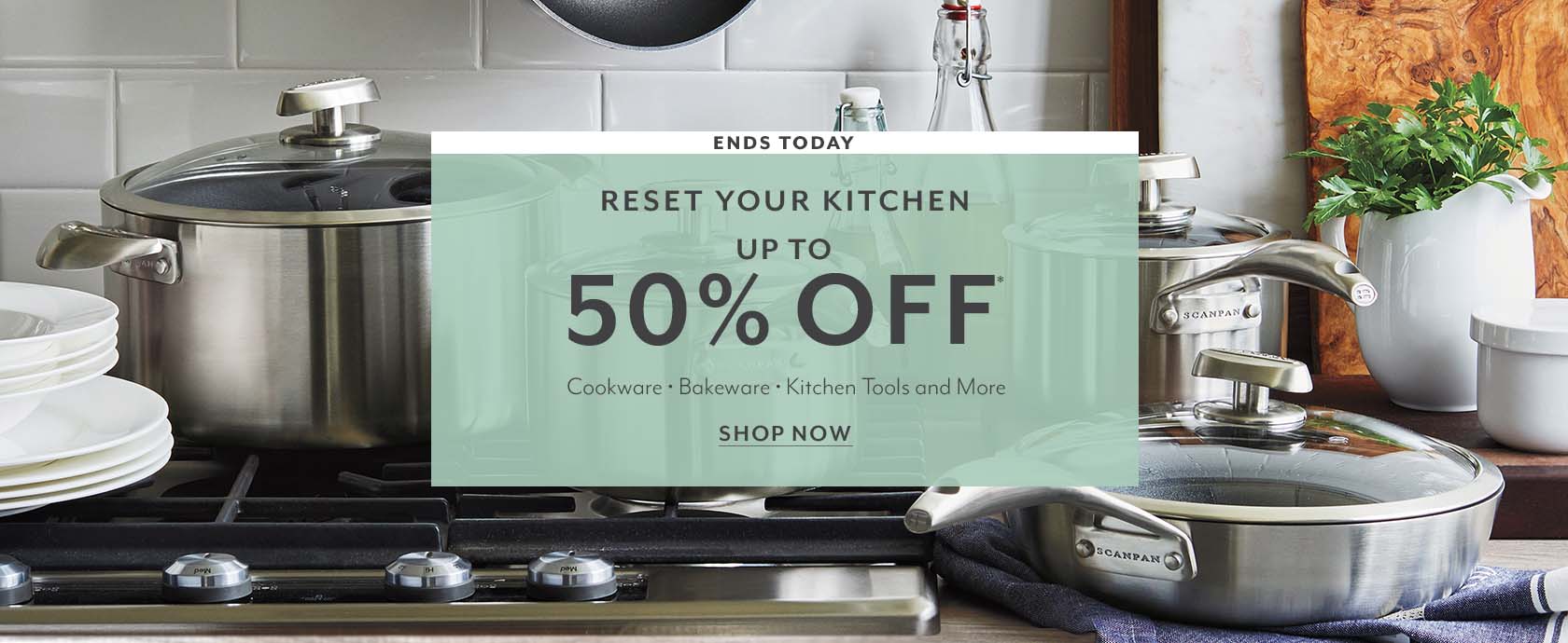 Ends today Reset your kitchen up to 50% off cookware, bakeware, kitchen tools and more. Shop Now. Nonstick cookware on cooktop.