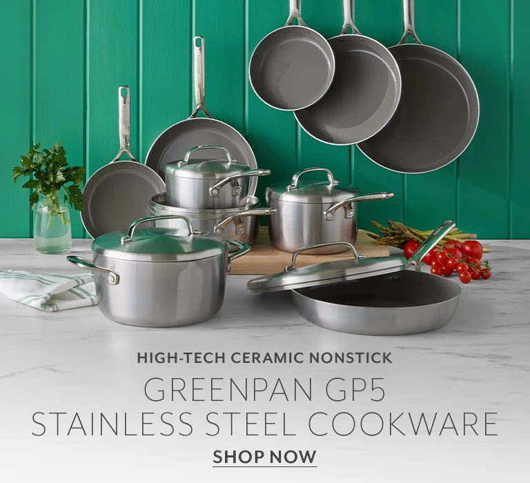 High-Tech Ceramic Nonstick GreenPan GP5 Stainless Steel Cookware, shop now.