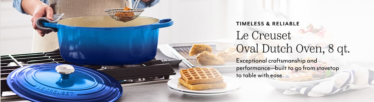 Timeless & Reliable Le Creuset Oval Dutch Oven, 8qt. Exceptional craftsmanship and performance built to go from stovetop to table with ease.