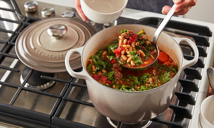 le creuset dutch oven on glass top stove