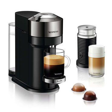 Nespresso Vertuo Next Deluxe Coffee and Espresso Maker by Breville, Pure Chrome with Aeroccino Milk Frother