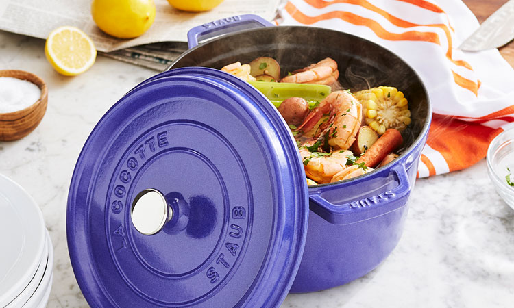 Staub tall 5 quart cocotte in blueberry color