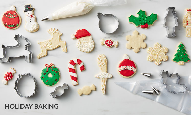 Decorated Christmas cookies and cookie cutters