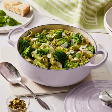 Le Creuset Cast Iron cookware in shallot pink color