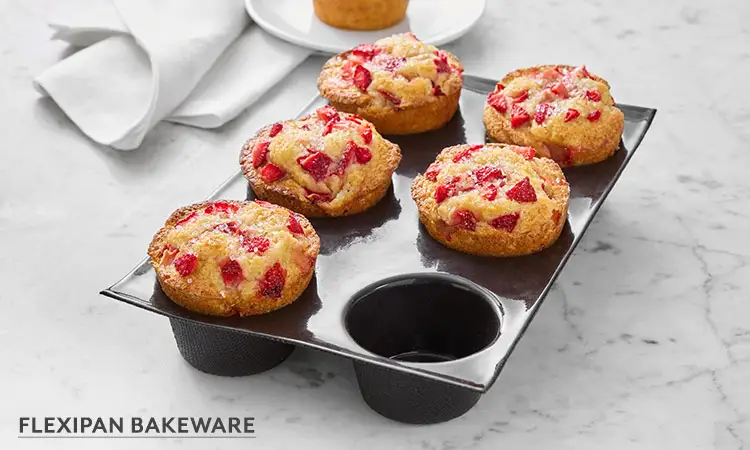 Flexipan silicone bakeware with muffins