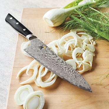 Miyabi Chef's knife on cutting board