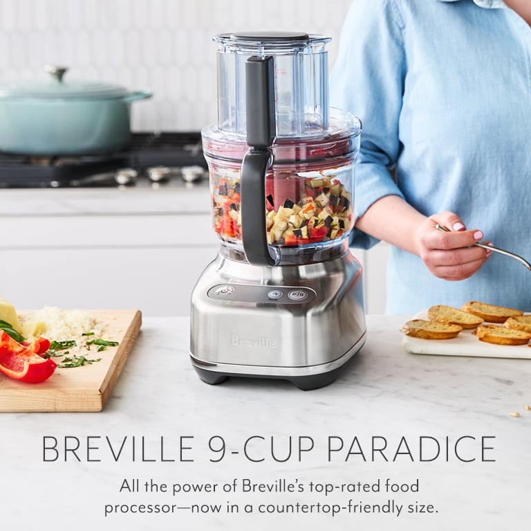 Breville 9-cup Paradice. All the power of Breville's top-rated food processor, now in a countertop-friendly size.
