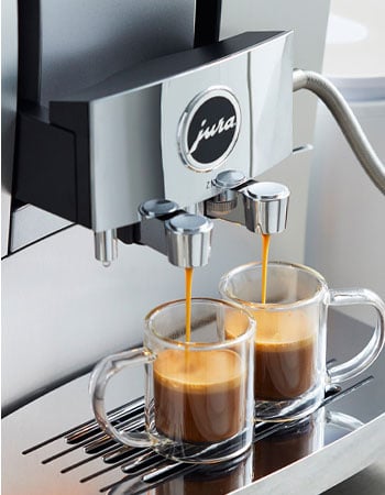 Jura Z10 espresso maker brewing two espresso shots