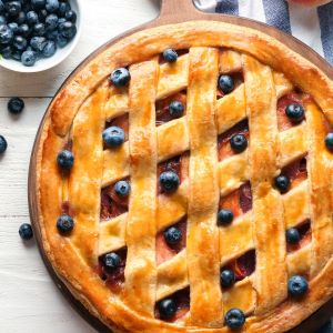 Nectarine Blueberry Lattice Topped Pie