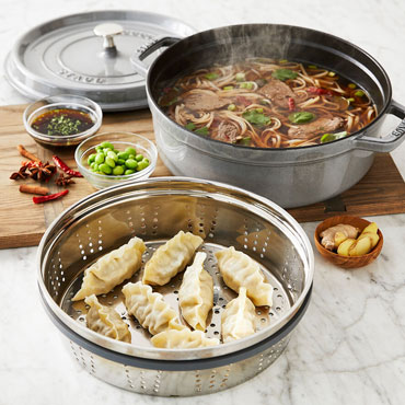 Staub Shallow Cocotte with Steamer Insert, 4 qt.