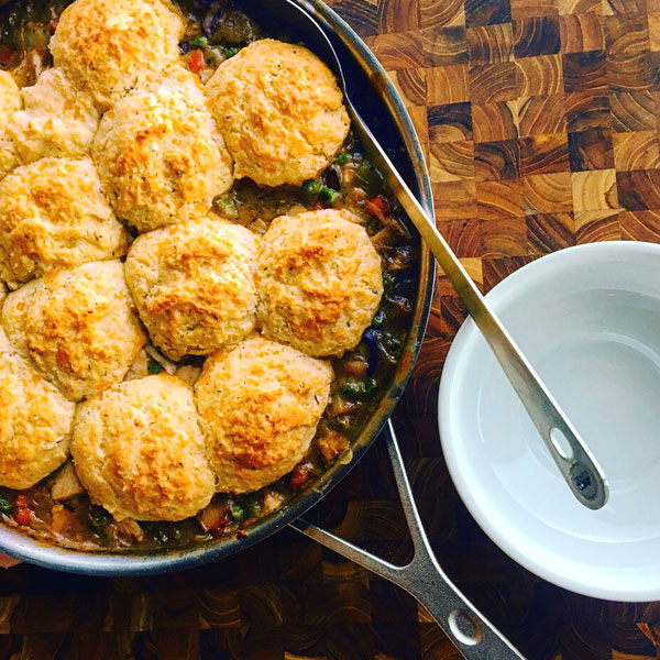 Leftover Turkey Pot Pies with Cheddar Biscuit Topping