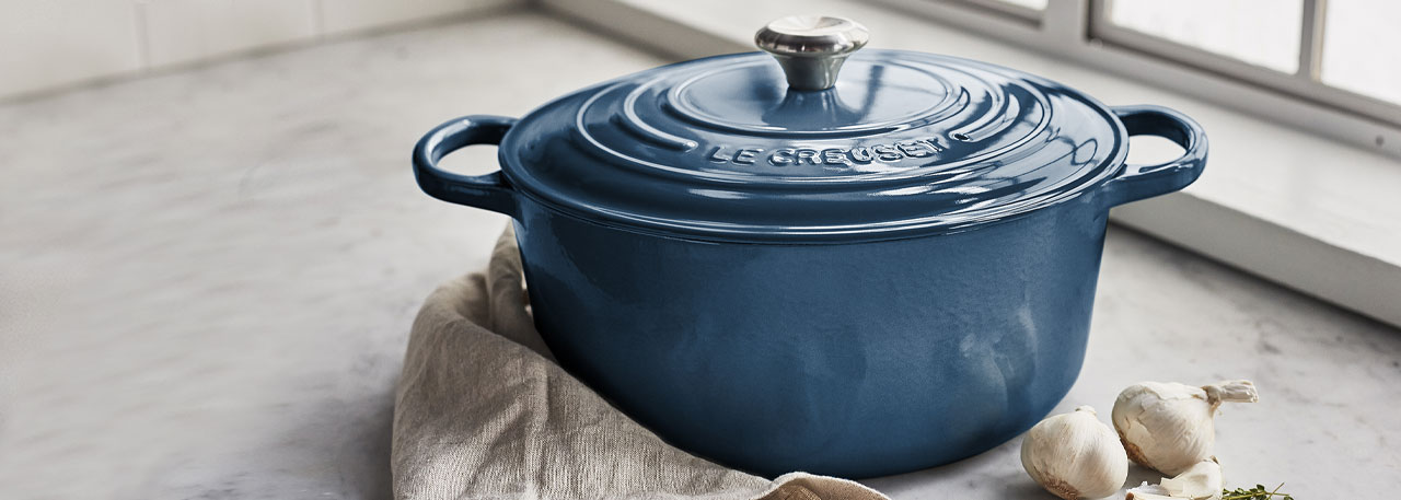 Le Creuset deep teal cookware
