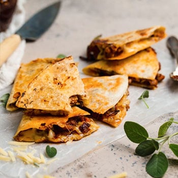 CHORIZO, CHEDDAR AND FIG JAM QUESADILLA