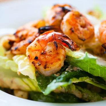 Grilled Shrimp and Romaine with Avocado Green Goddess Dressing
