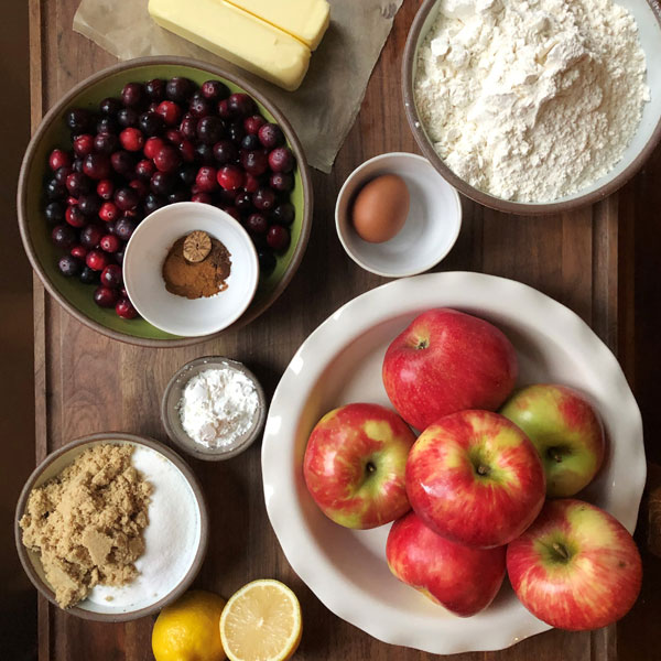 ingredients for Autumn Leaf Cranberry Apple Pie