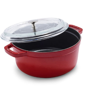 Staub Cast Iron Cocotte with Glass Lid, 4 qt.