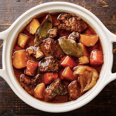 Beef Stew with Root Vegetables + Cheddar Quick Bread