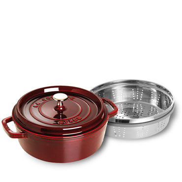 Staub Shallow Cocotte with Steamer Insert, 4 qt.