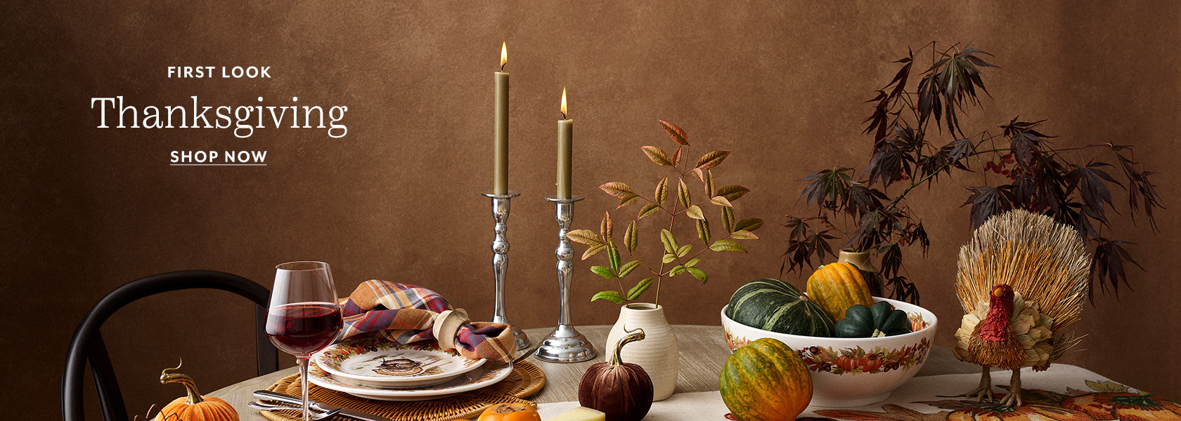 Thanksgiving first look linens and dinnerware. Shop now.