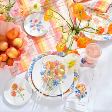 Sur La Table 12-Piece Wild Poppies Melamine Dinnerware Set