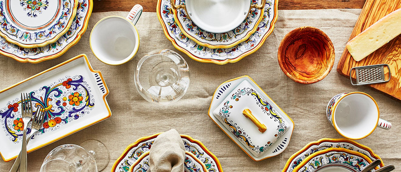 Dinnerware with design inspired by Italian Renaissance